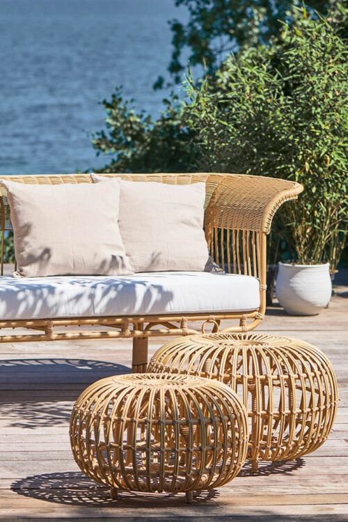 Outdoor - Pouf Ottoman aus Alu-Rattan Sika Design