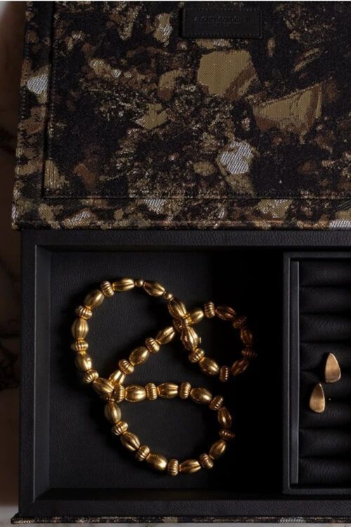 Lederwaren - Limitierte Jewel Box mit Sediment Stoff von August SandgrenLederwaren - Elegante Jewel Box von August Sandgren