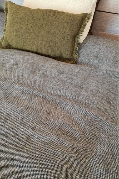 Tagesdecken und Plaids - große Tagesdecke Rustico aus Leinen, in der zeitlosen Farbe Natural Black